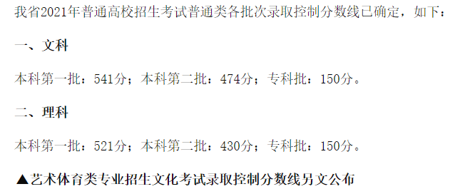 2021年各省录取批次分数线出来了，来看看你能上那些大学吧